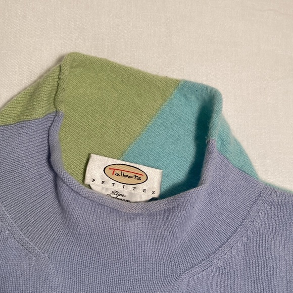 Talbots pure cashmere cowl neck colorblock sweater L - Picture 9 of 13
